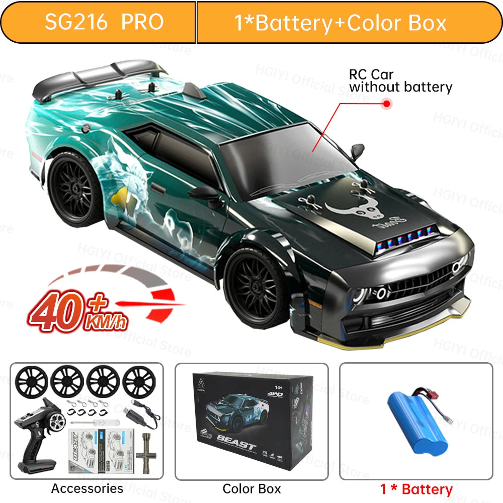 SG216 MAX 1:16 Brushless RC Drift Car with LED 70KM/H or 40KM/H 4WD High Speed Racing Rc Car Monster Truck for Kids Gift