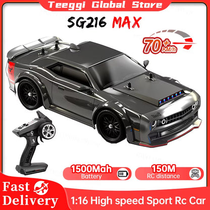 SG216 MAX 1:16 Brushless RC Drift Car with LED 70KM/H or 40KM/H 4WD High Speed Racing Rc Car Monster Truck for Kids Gift