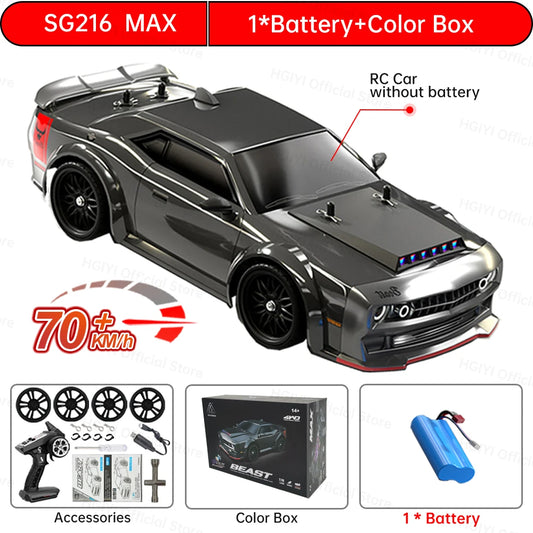 SG216 MAX 1:16 Brushless RC Drift Car with LED 70KM/H or 40KM/H 4WD High Speed Racing Rc Car Monster Truck for Kids Gift