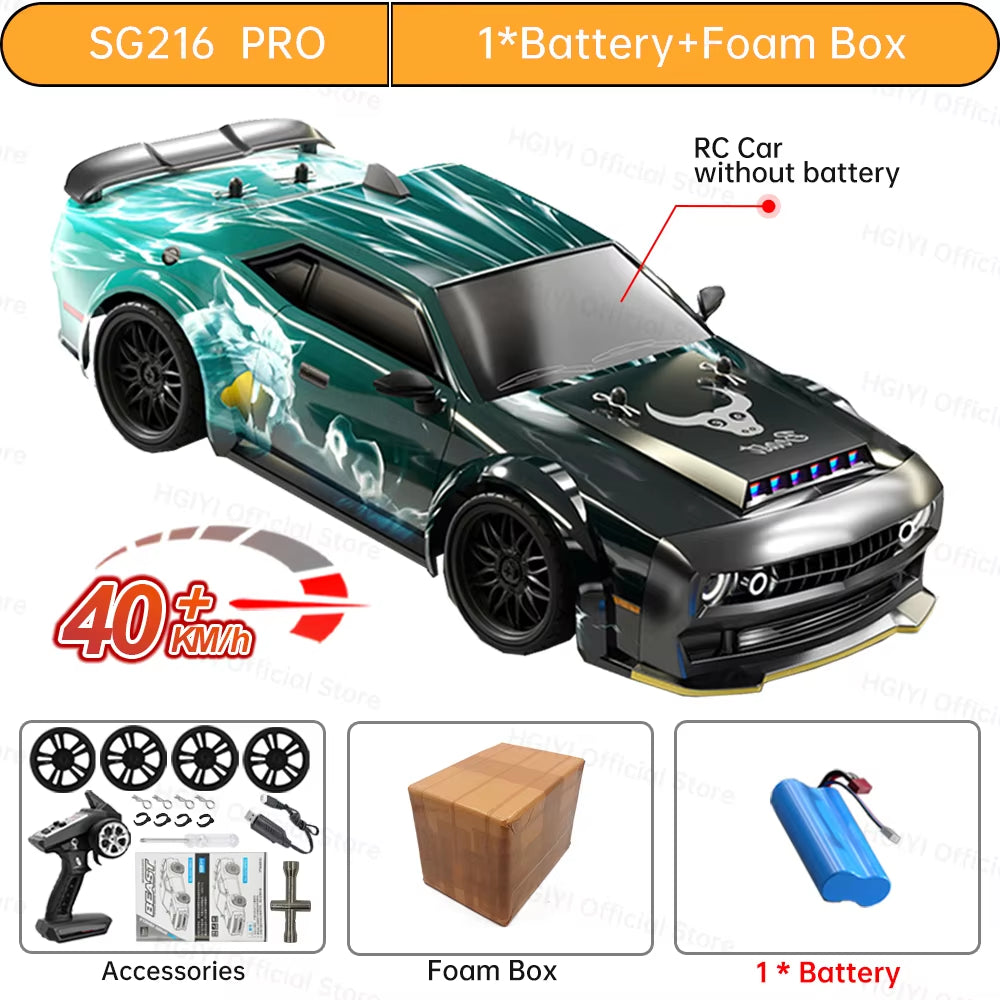 SG216 MAX 1:16 Brushless RC Drift Car with LED 70KM/H or 40KM/H 4WD High Speed Racing Rc Car Monster Truck for Kids Gift