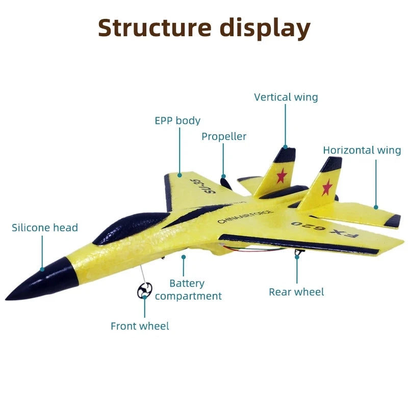 SU35 RC Plane FX620 FX820 2.4G Remote Control Flying Model Glider Airplane with LED Lights Aircraft Foam Toys for Children Gifts